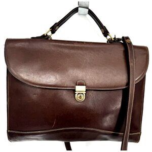 Vintage J. Peterman Brown Nappa Leather Briefcase Shoulder Portfolio Bag Handbag
